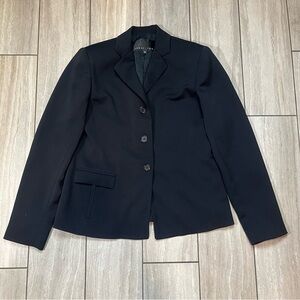 Vintage Yansi Fugel black padded fitted structured blazer black womens size 4P